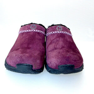 Merrell Encore Ice Womens 6 Purple Suede Shearling Fleece Lined Moc Clog